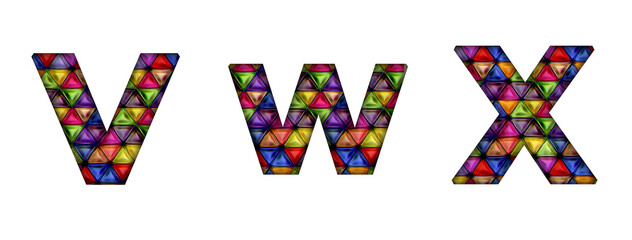 V, W, X  Geomatrical Digital Design pattern Alphabet letter text typography font copy transparent