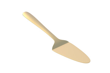 Golden cake spatula isolated on white background. Confectionery shovel. 3d render