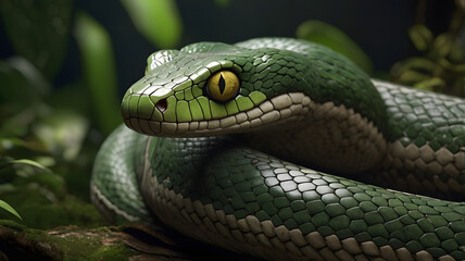 generative ai reptile a green snake on a tree
