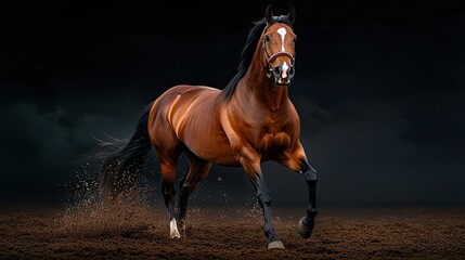 Fototapeta premium Majestic Brown Horse in Motion