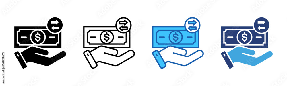 Poster cash flow icon sheet multiple style collection