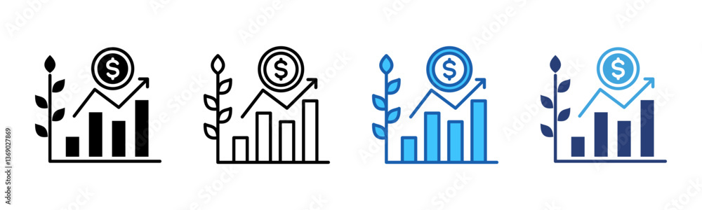 Poster investment icon sheet multiple style collection