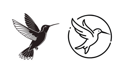 Fototapeta premium Hummingbird logo. Isolated hummingbird on white background set