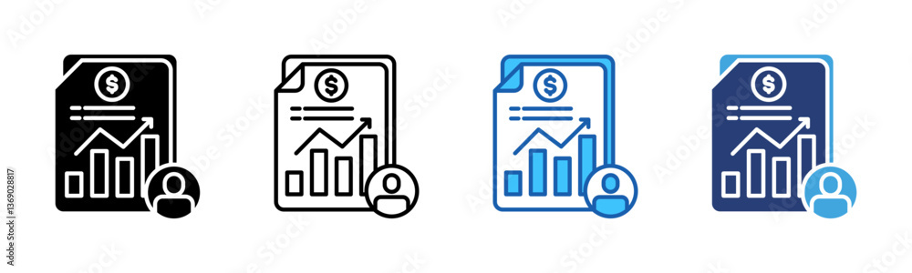 Poster accountant icon sheet multiple style collection
