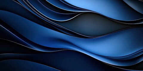 Fototapeta premium Abstract background with dark blue and gray tones, featuring flowing shapes of fabric or waves