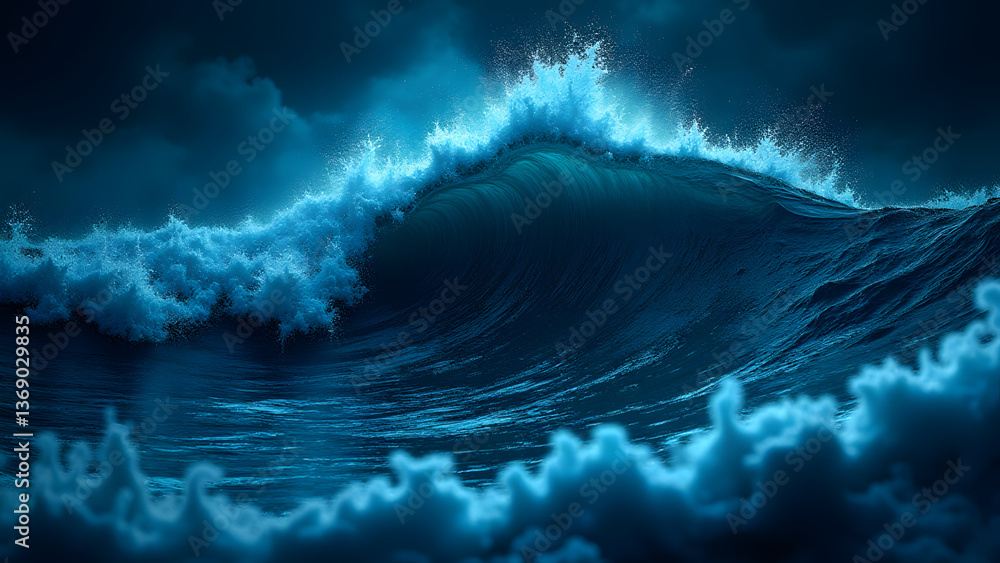 Poster massive data breach visualized as an overwhelming wave of information obliterating all security meas