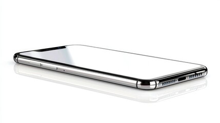 Sleek Smartphone Mockup: Silver Elegance on White Background