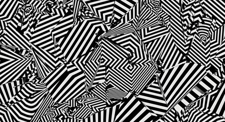 Abstract Black and White Striped Geometrical Pattern Optical Illusion