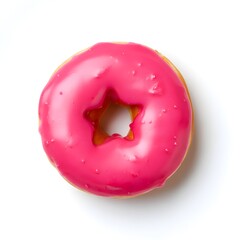 Pink donut isolated on white