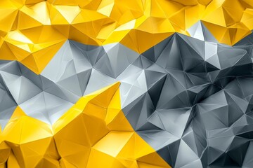 Obraz premium Stylish abstract background featuring gray and yellow low poly shapes for modern presentations