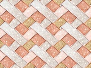 Elegant Rose Gold and Silver Glitter Interlocking Pattern