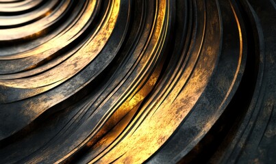 Golden metallic spiral background for abstract designs and textures