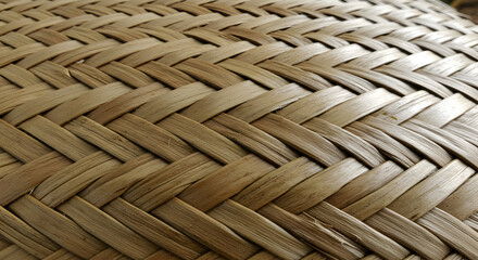 Detailed close-up of woven palm leaf texture forming a natural pattern