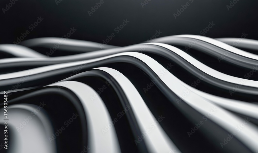 Poster abstract black and white waves create a smooth, modern background for creative designs.