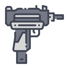 Uzi submachine gun filled outline icon. uzi color line illustration.
