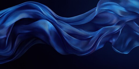 Obraz premium Abstract background with dark blue and gray tones, featuring flowing shapes of fabric or waves