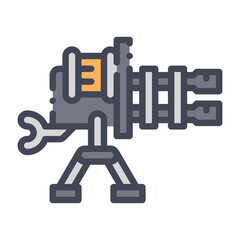 Autocannon filled outline icon. Autocannon color line illustration.
