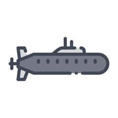 Submarine filled outline icon. Submarine color line illustration.