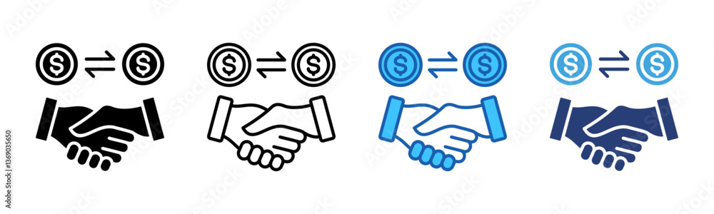 Poster transaction icon sheet multiple style collection