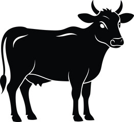 Cow Silhouette Vector, Farm Animal Icon
