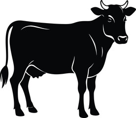 Cow Silhouette Vector, Farm Animal Icon