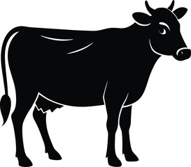 Cow Silhouette Vector, Farm Animal Icon