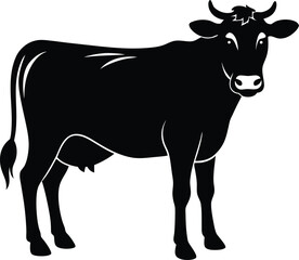 Cow Silhouette Vector, Farm Animal Icon