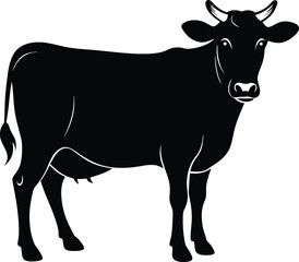 Cow Silhouette Vector, Farm Animal Icon