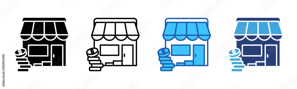 Poster small business icon sheet multiple style collection