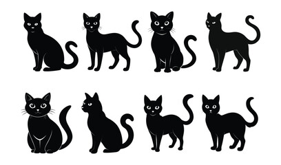 set of cats silhouettes