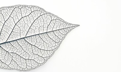 Detailed leaf skeleton showcases intricate vein patterns against a crisp, clean white backdrop.