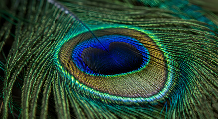 Obraz premium Magnificent macro shot displaying vibrant iridescent details of a peacock feather