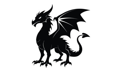 Fototapeta premium dragon silhouette vector illustration, Black Dragon silhouette vector design