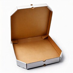 Empty open pizza box in an isolate white background