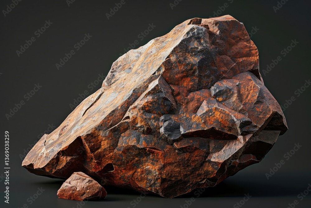 Poster ultra hd visual of decorative stone in the form of a sharp bumpy redbrown color