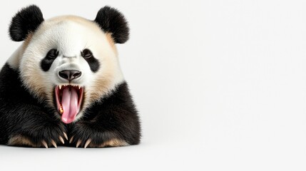 Fototapeta premium Yawning Panda: A Playful Moment Captured