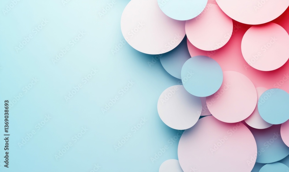 Poster pastel circles create a modern and calming abstract background with overlapping geometric shapes.