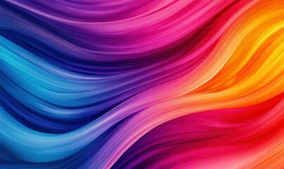 An abstract background shows smooth, flowing waves of vibrant color gradients blending beautifully.