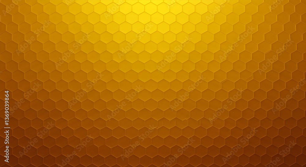 Poster golden honeycomb gradient: abstract background with hexagonal cell pattern