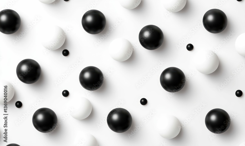 Poster an even pattern of black and white spheres makes a geometrically pleasing and visually balanced back