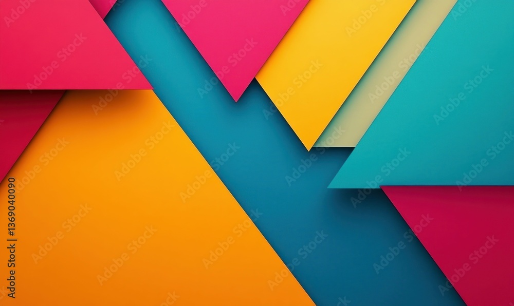 Poster overlapping triangles create a vibrant and modern geometric abstract background with a colorful desi