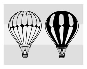 Naklejka premium hot air balloon svg, hot air balloon svg cutting file, hot air balloon silhouette, fire balloon svg, Balloon Rides Svg, hot air balloon Cartoon, hot air balloon Monogram, Split Monogram,