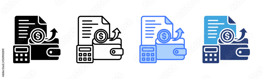 Poster expenses icon sheet multiple style collection
