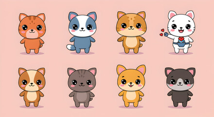 Collection of delightful kawaii animal characters ideal for children's applications