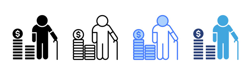 Pension icon sheet multiple style collection