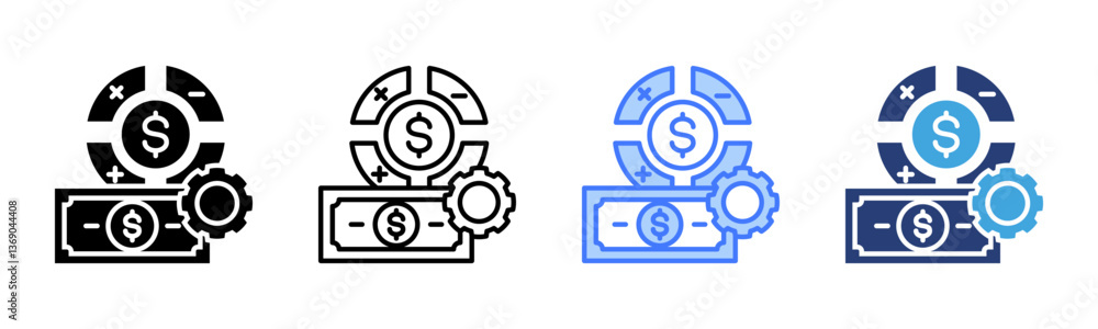 Poster money management icon sheet multiple style collection