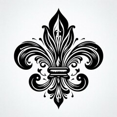 Elegant Fleurdelis Classic Black  White Design