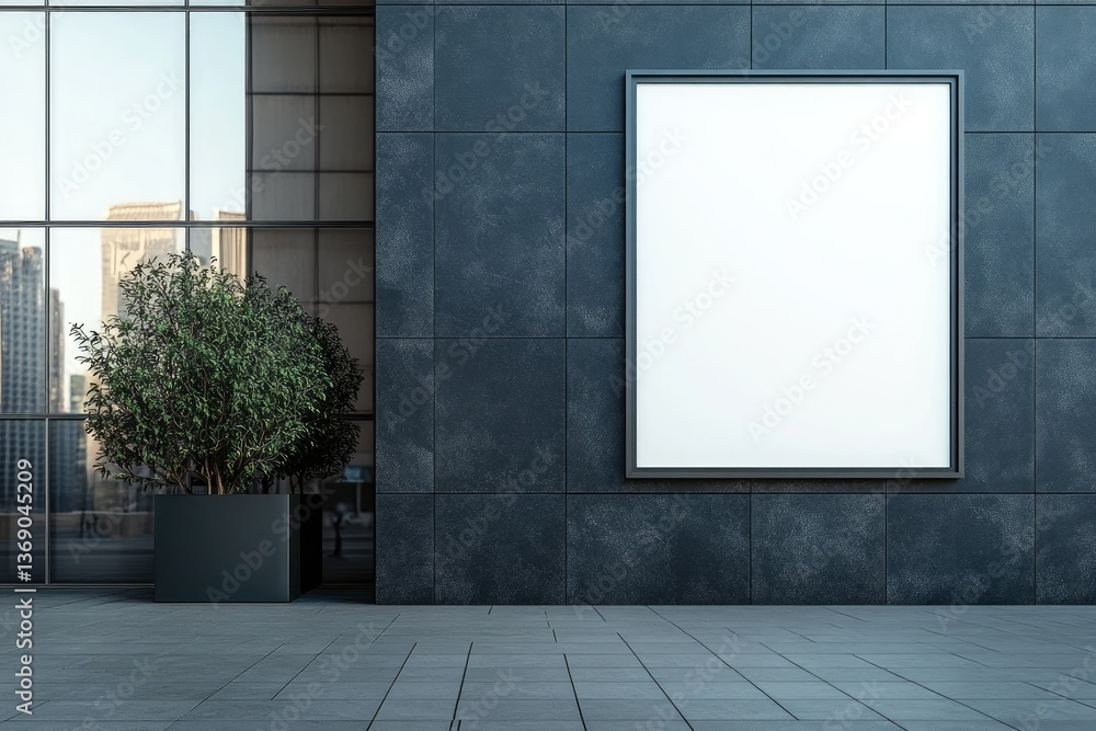 Poster high resolution visual of a large framed picture is hanging on the wall of a building