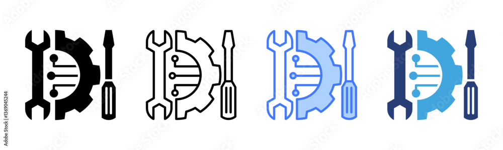 Poster Engineering icon sheet multiple style collection