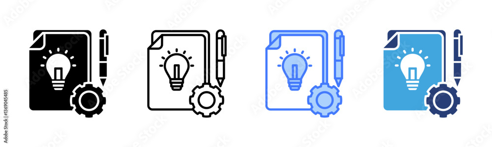 Poster Design Process icon sheet multiple style collection